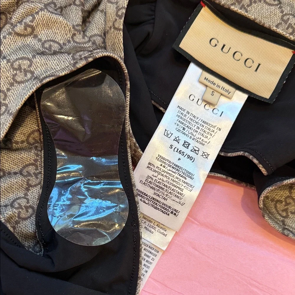 Gucci GG Monogram One Shoulder Cutout Swimsuit S NWT $790 - Picture 9 of 9